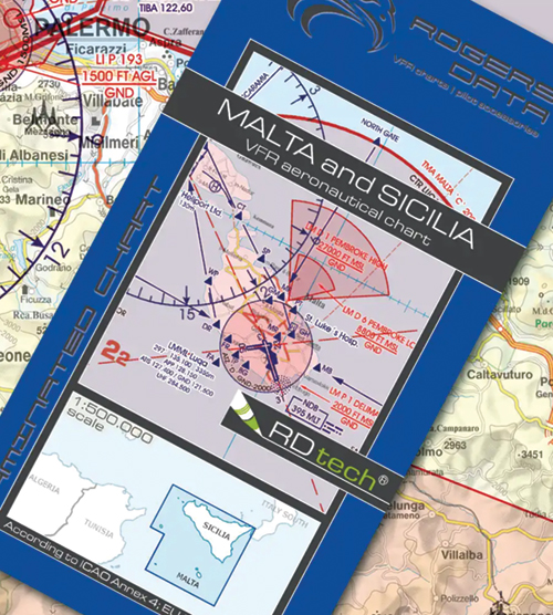 2024 Malta & Sicily VFR Chart 1:500 000 - Rogersdata (10 DAYS)