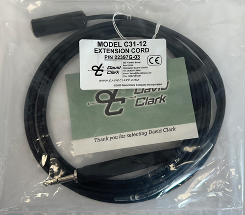 David Clark Extension Cord Model C31-12